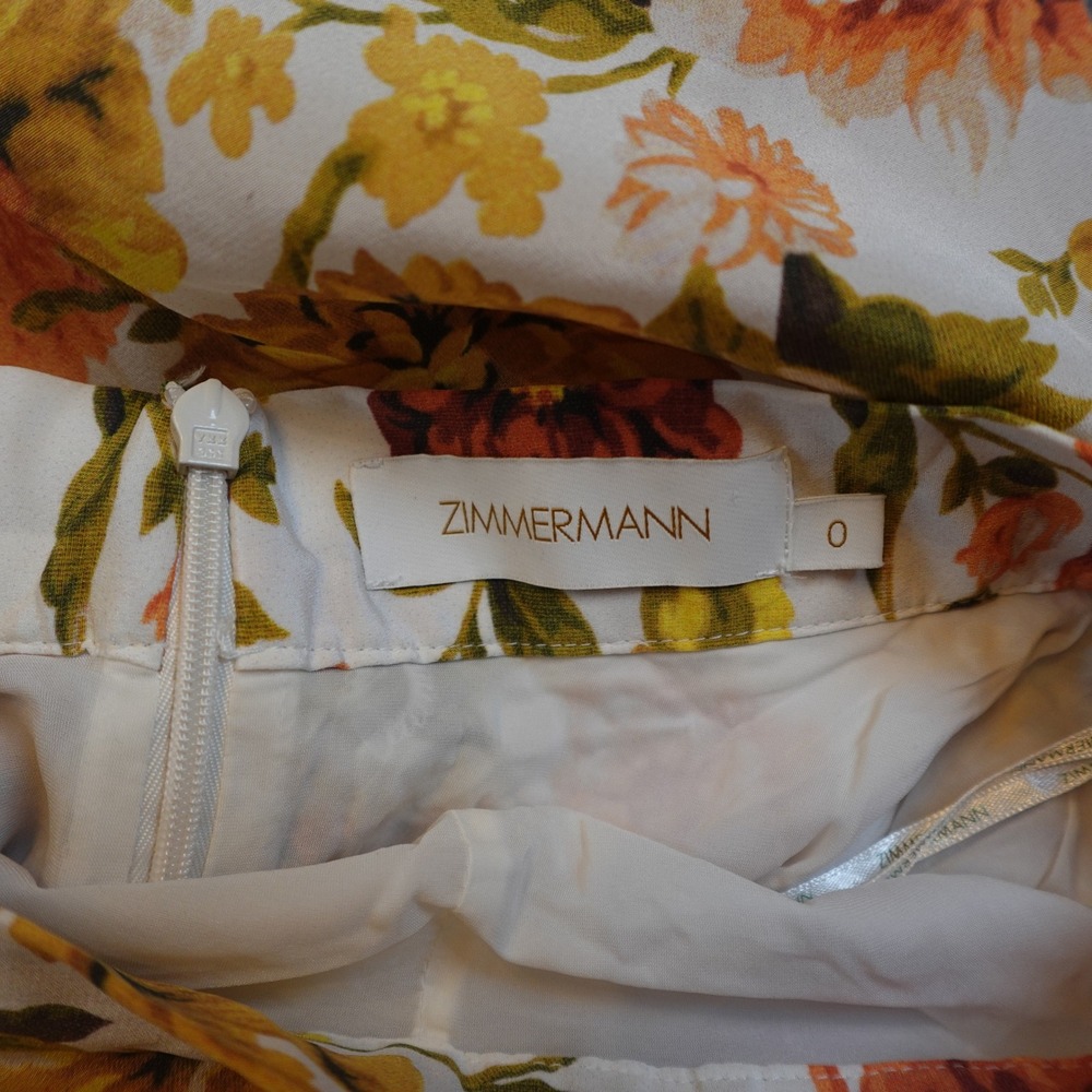 Zimmermann Skirt Womens 0 Red White Zippy Basque Floral Maxi A Line Silk Blend - Picture 2 of 7
